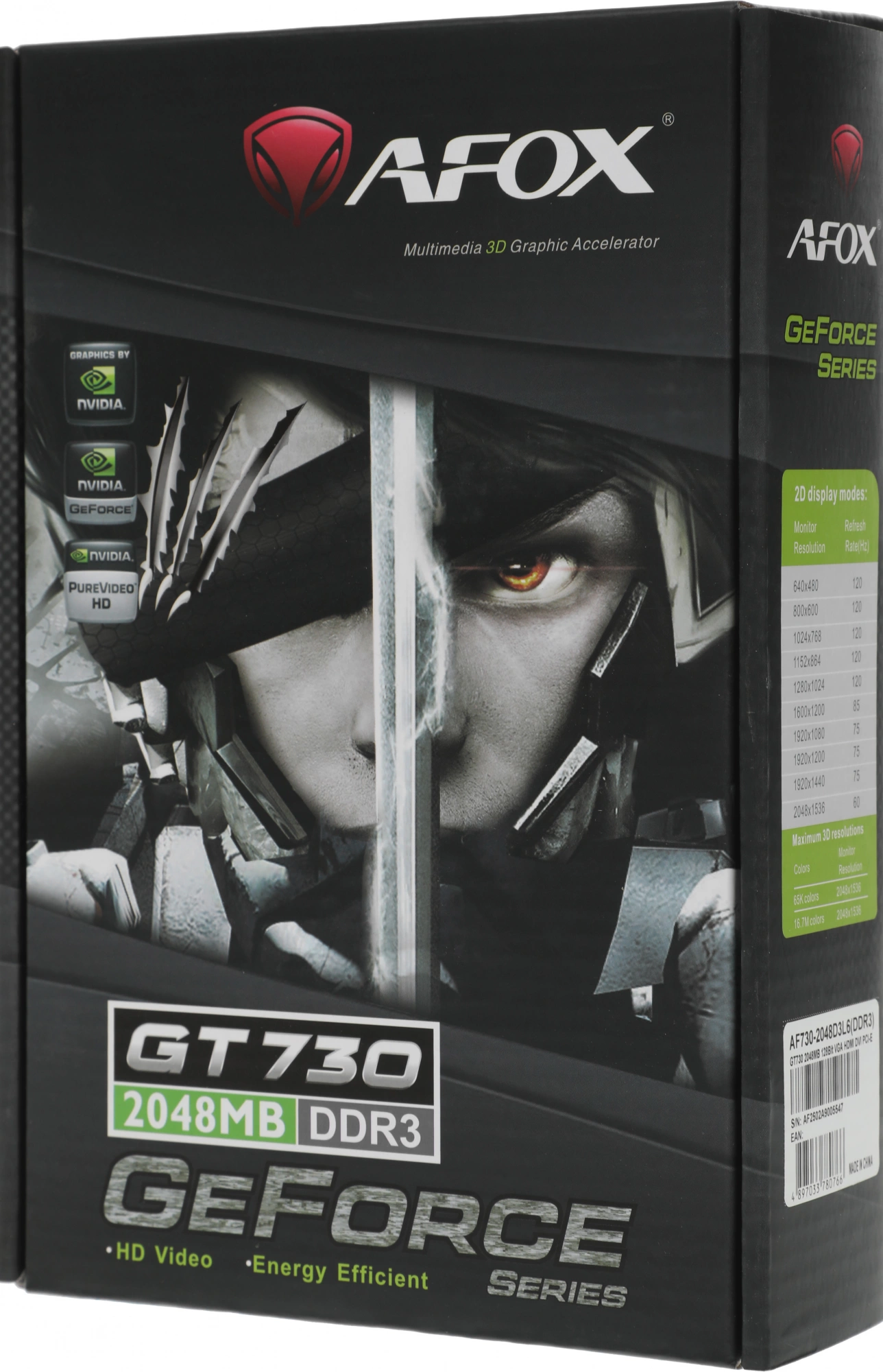 Видеокарта AFOX GT730 2GB GDDR3 128bit DVI HDMI 1FAN LP (AF730-2048D3L6) RTL Видеокарта AFOX GT730 2GB GDDR3 128bit DVI HDMI 1FAN LP (AF730-2048D3L6) RTL