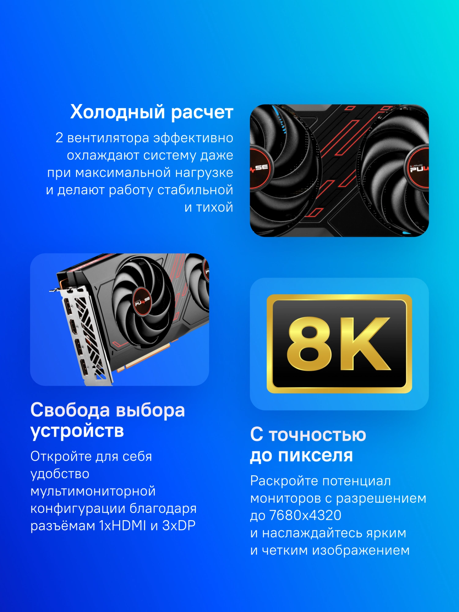 Sapphire 11324-01-20G  PULSE RX 7600 GAMING OC 8GB
