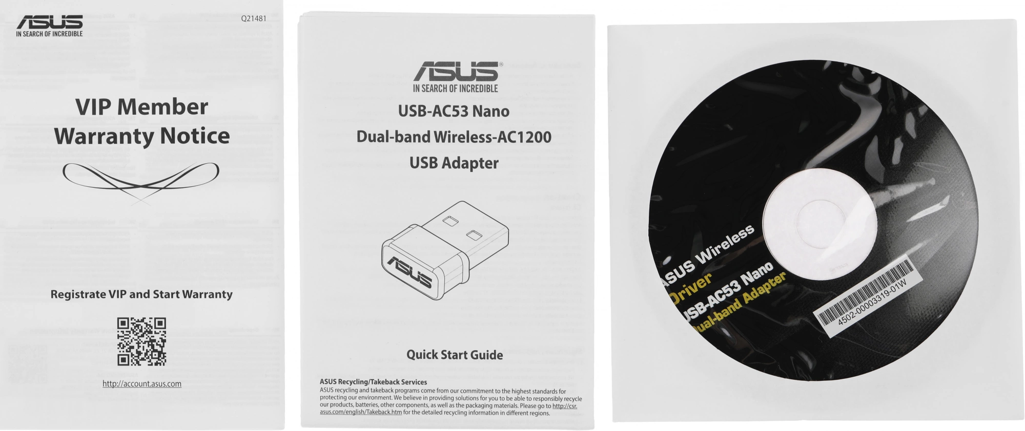 ASUS USB-AC53 NANO Беспроводной двухдиапазонный USB 2.0 адаптер  AC1200, Wi-Fi 5 (ac)