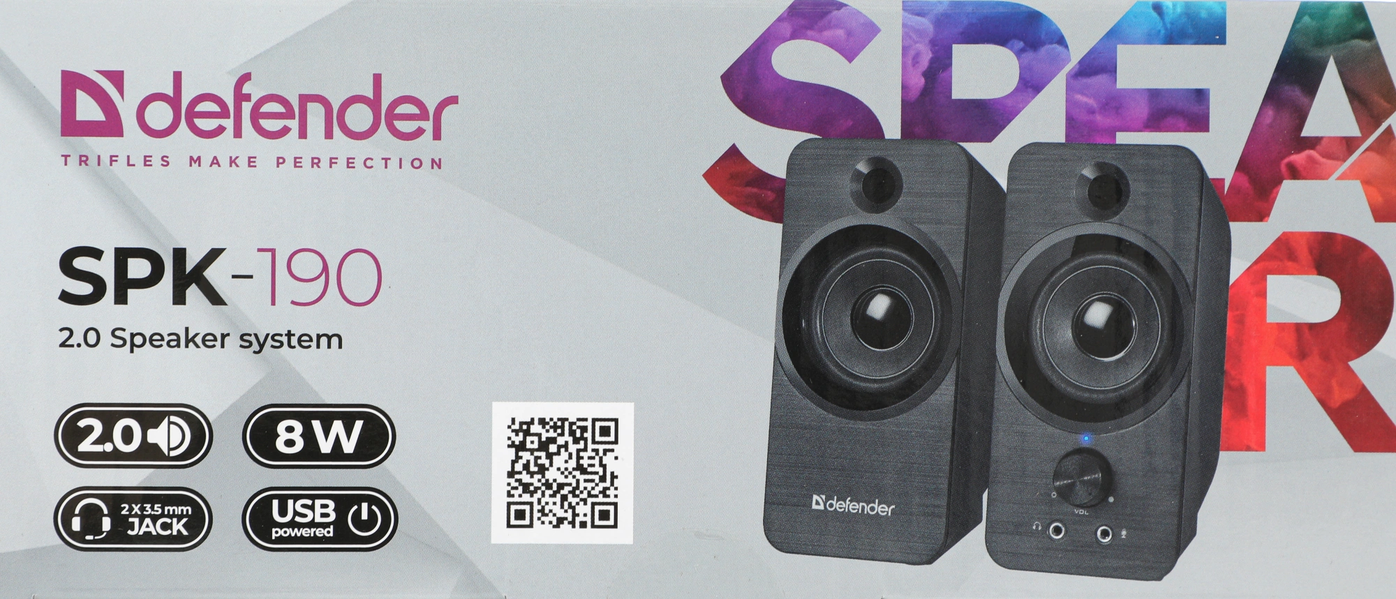 Defender SPK-190 черный, 8 Вт, питание от USB [65190]