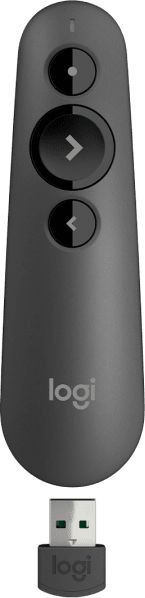 910-005843 Презентер Logitech R500s Graphite черный, Bluetooth + 2.4 GHz, USB-ресивер , 3 программируемых кнопки, лазерная указка  (090828)