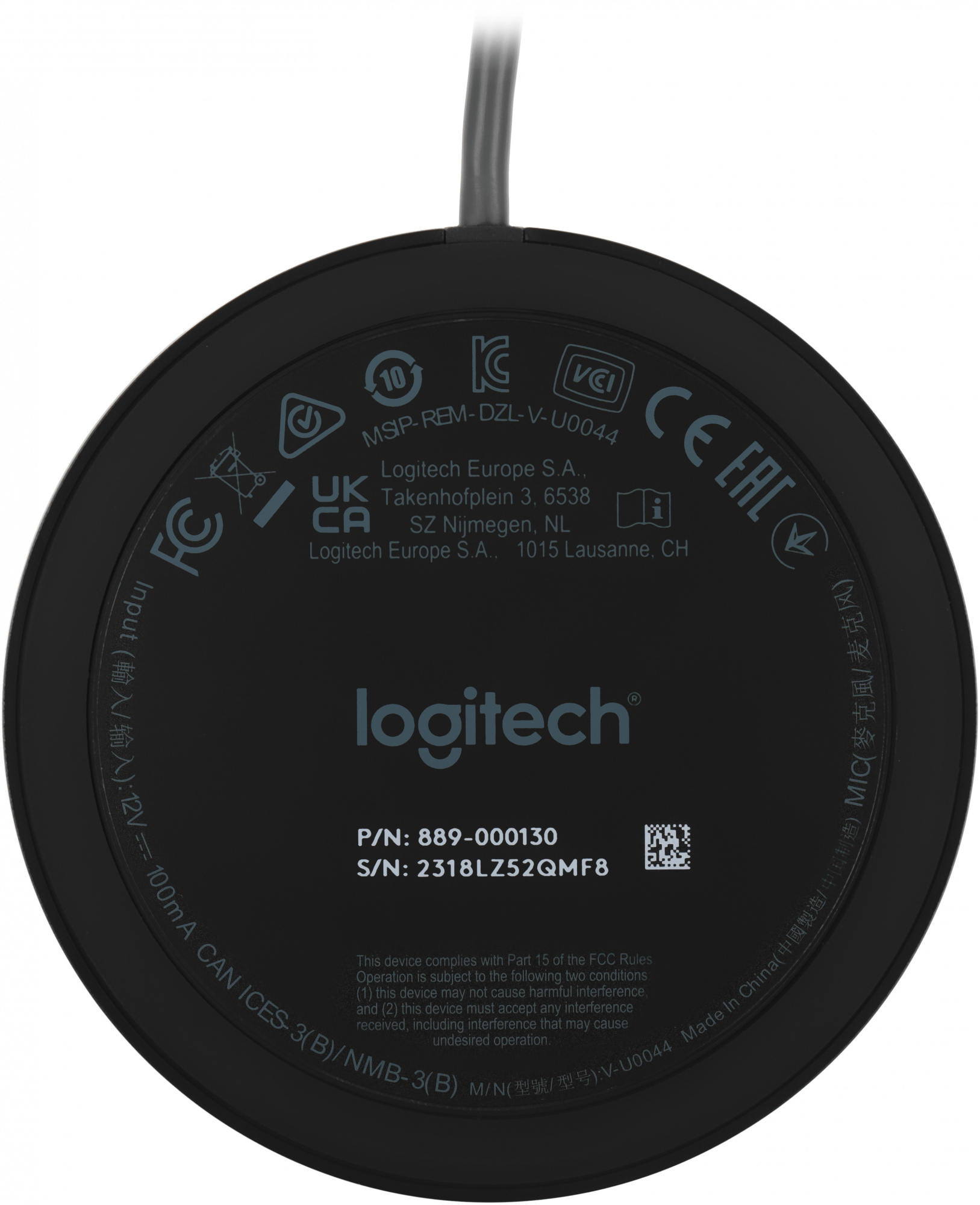 989-000405 Logitech Микрофон проводной MeetUp 6м черный