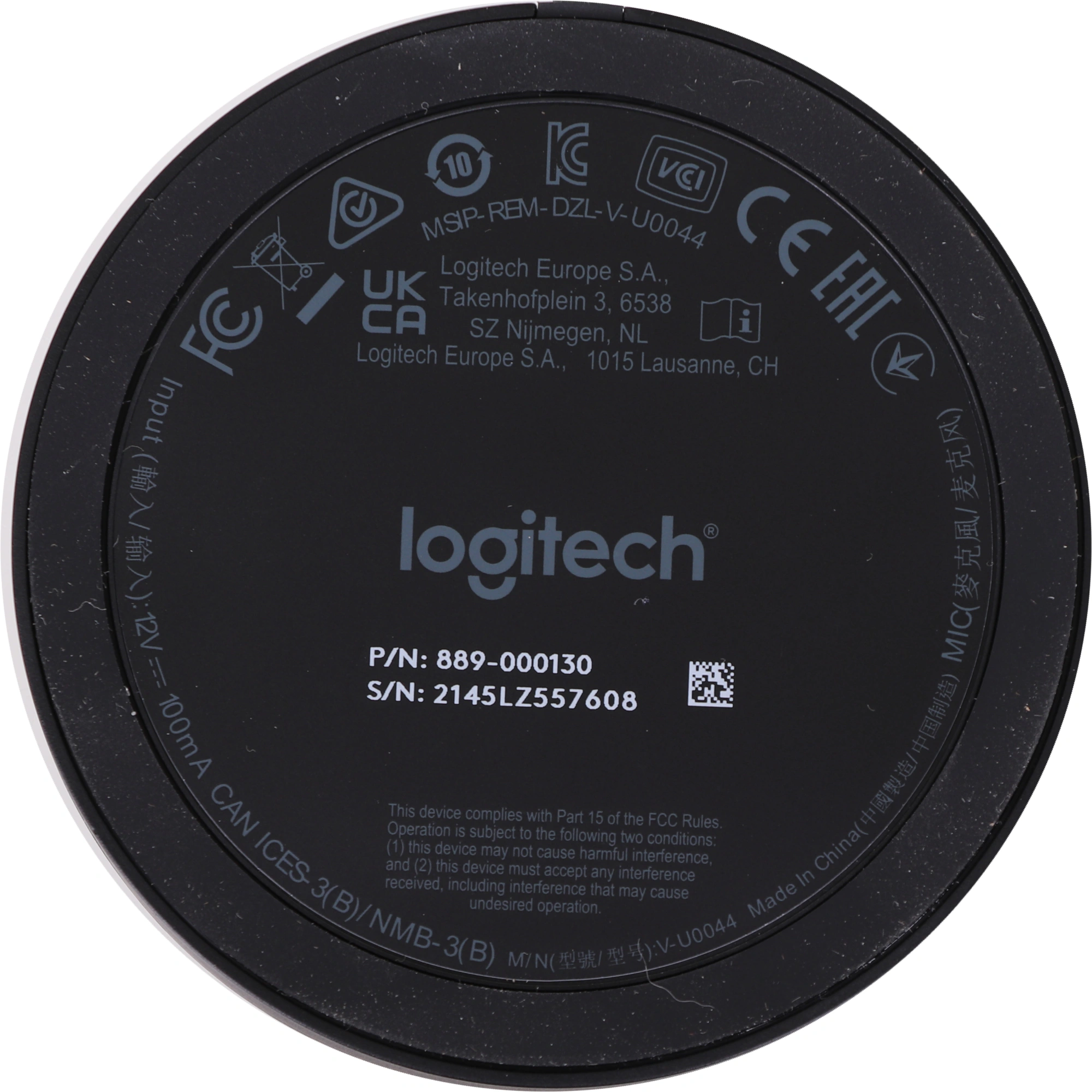 989-000405 Logitech Микрофон проводной MeetUp 6м черный