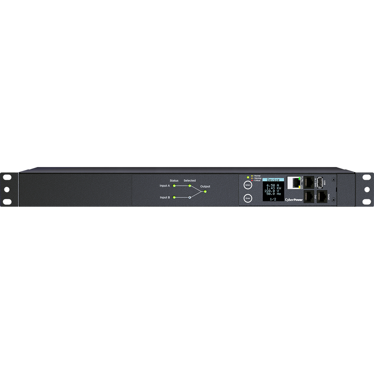 CyberPower PDU44005 ATS 1U type, 16Amp,SNMP, plug IEC 320 C20, (8) IEC 320 C13 (2) IEC 320 C19 (PDU20SWHVIEC10ATNET)