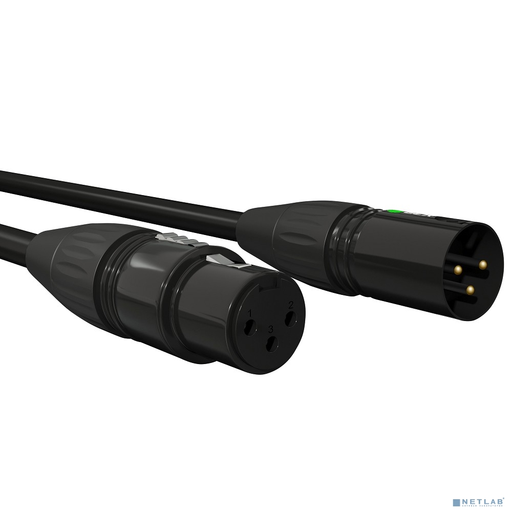 GCR Кабель 10.0m микрофонный XLR M / XLR F , черный, AL case черный, GCR-53375