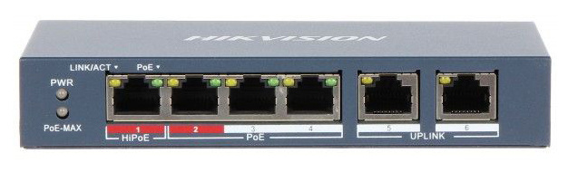 HIKVISION DS-3E0106HP-E 4 RJ45 100M PoE с грозозащитой 6кВ