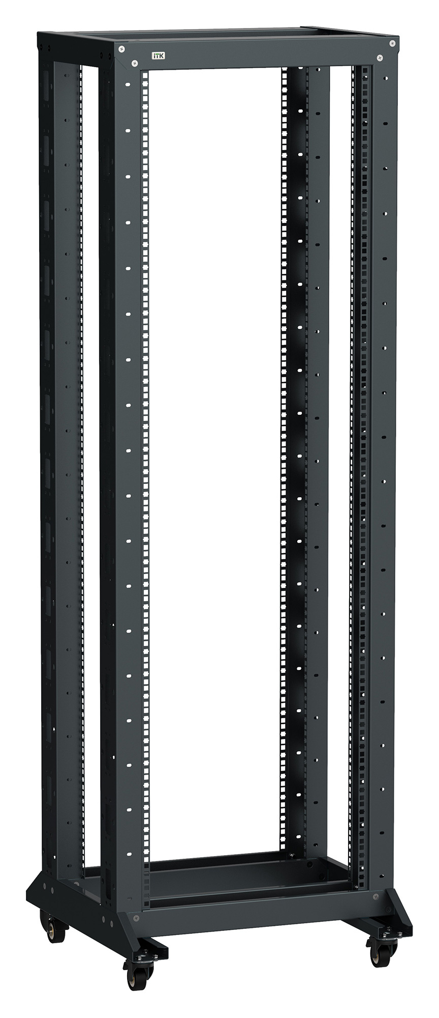 ITK LF05-42U66-2RM LINEA F Стойка 2-рамная на рол. 42U 600х600 мм черная