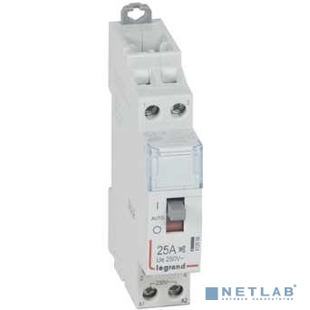 Legrand 412558 Контактор CX3 - 2П - 250 В~ - с катушкой 230 В~ - 25 A - 2 Н.О. - 1 модуль - с рукояткой управления - малошумный