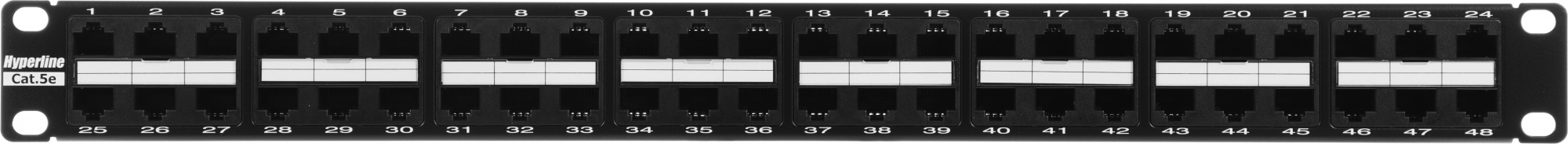 Hyperline PPHD-19-48-8P8C-C5e-110D Патч-панель высокой плотности 19&quot;, 1U, 48 портов RJ-45, категория 5e, Dual IDC