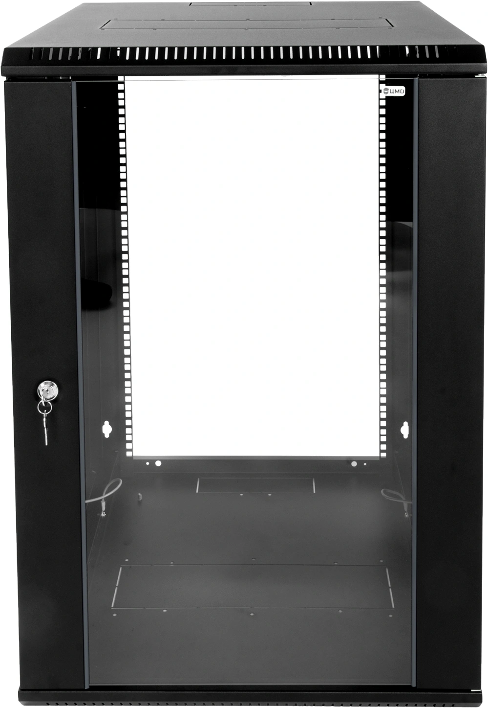 ЦМО Шкаф телекоммуникационный настенный разборный 12U (600х520) дверь стекло,цвет черный (ШРН-Э-12.500-9005) (1 коробка)