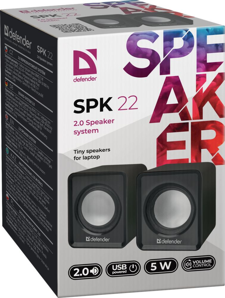 Defender SPK 22 черный, 4 Вт, питание от USB [65503]