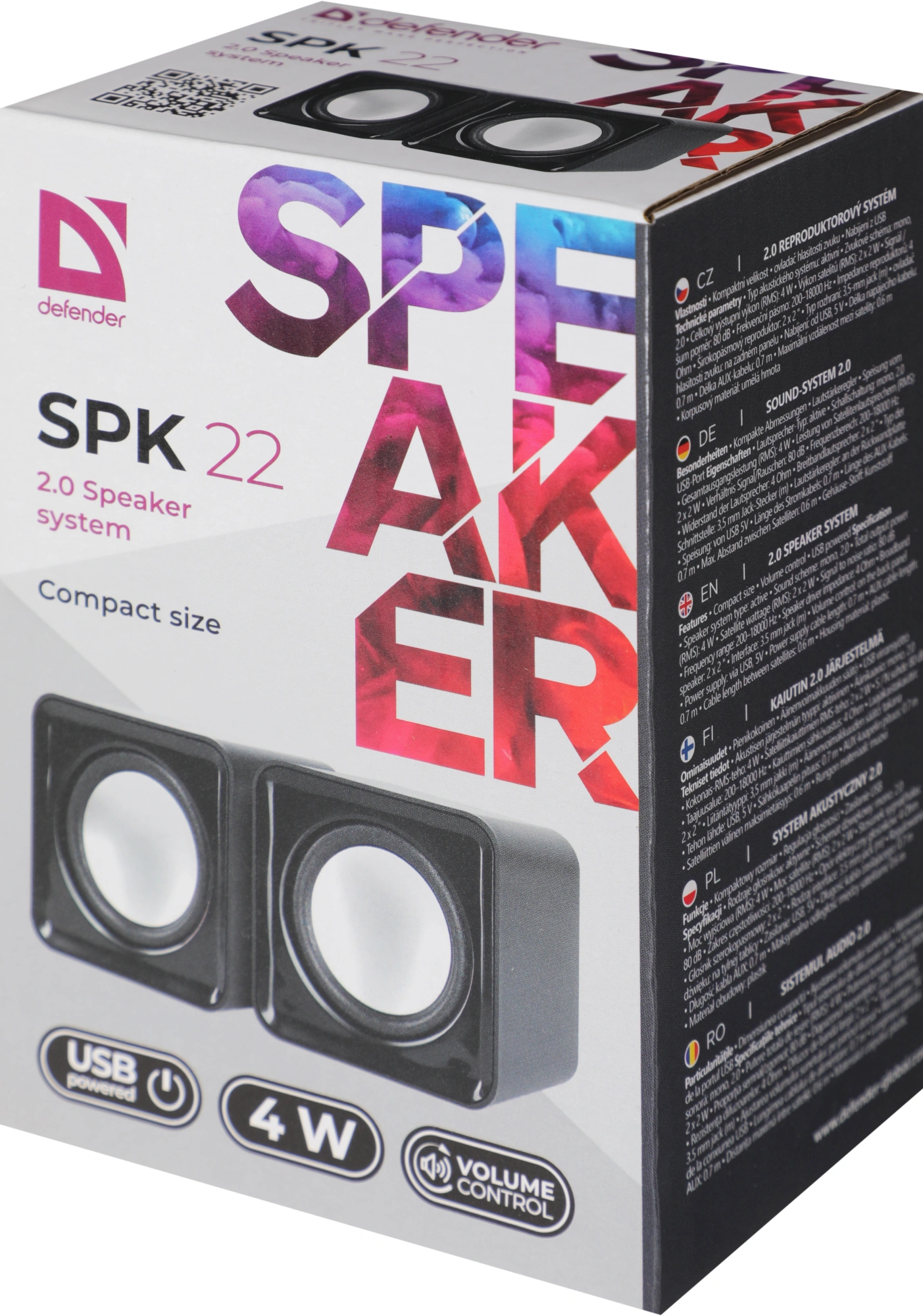 Defender SPK 22 черный, 4 Вт, питание от USB [65503]