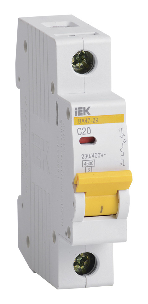 Iek MVA20-1-020-C Авт. выкл.ВА47-29 1Р 20А 4,5кА х-ка С ИЭК