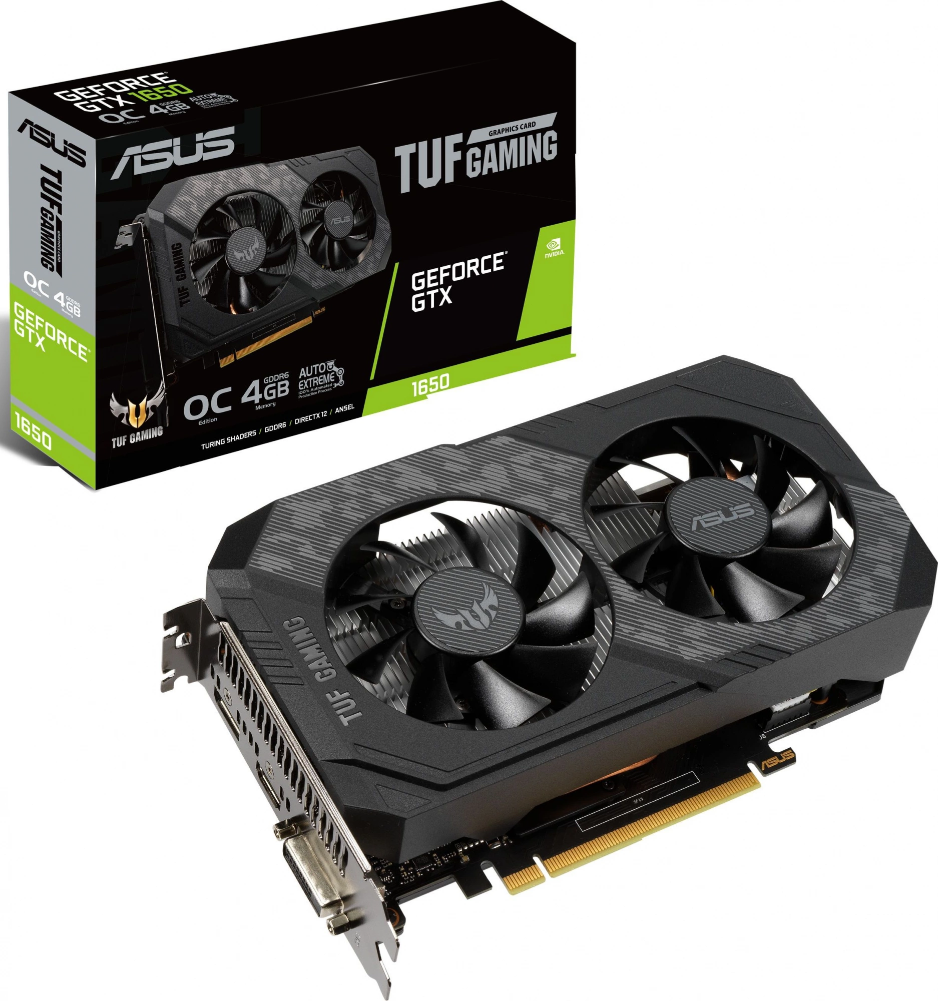 Видеокарта Asus PCI-E TUF-GTX1650-O4GD6-GAMING NVIDIA GeForce GTX 1650 4096Mb 128bit GDDR6 1410/6001 DVIx1/HDMIx1/DPx1/HDCP Ret Видеокарта Asus PCI-E TUF-GTX1650-O4GD6-GAMING NVIDIA GeForce GTX 1650 4096Mb 128bit GDDR6 1410/6001 DVIx1/HDMIx1/DPx1/HDCP Ret