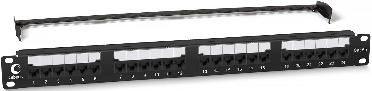 Cabeus PL2-24-Cat.5e-Dual IDC Патч-панель 19" (1U), 24 порта RJ-45, категория 5e, Dual IDC, с задним кабельным организатором, new