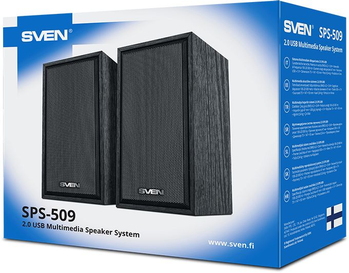 SVEN SPS-509, чёрный, USB, акустическая система 2.0,  мощность 2x3 Вт(RMS)