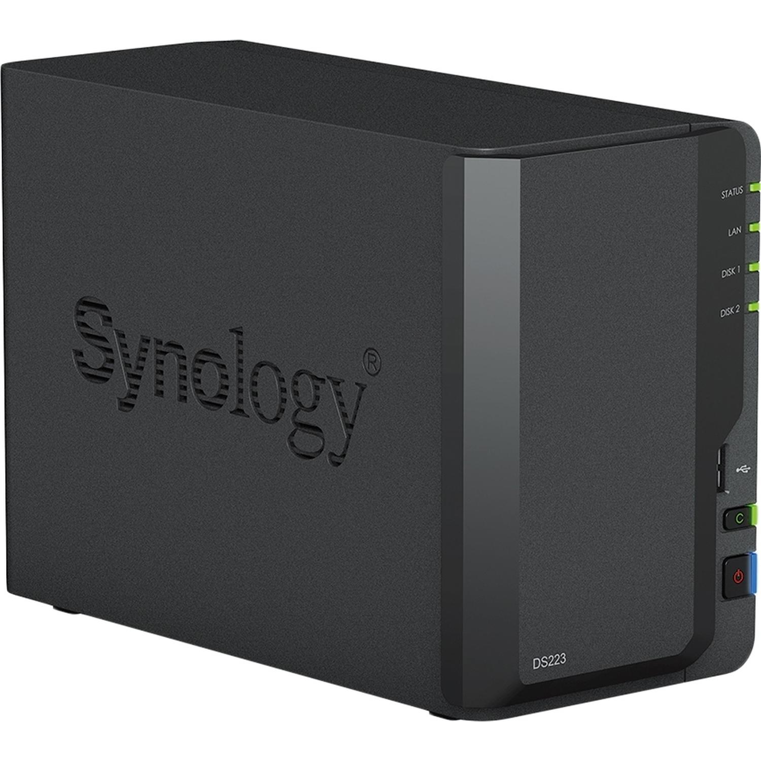 Synology DS223 Сетевое хранилище NAS, слоты 2x2.5"/3.5" SATA3, 1x1 Гбит/с, 3xUSB 3.X, Realtek RTD1619B/4x1.7 ГГц, DDR4 2Gb, 60W