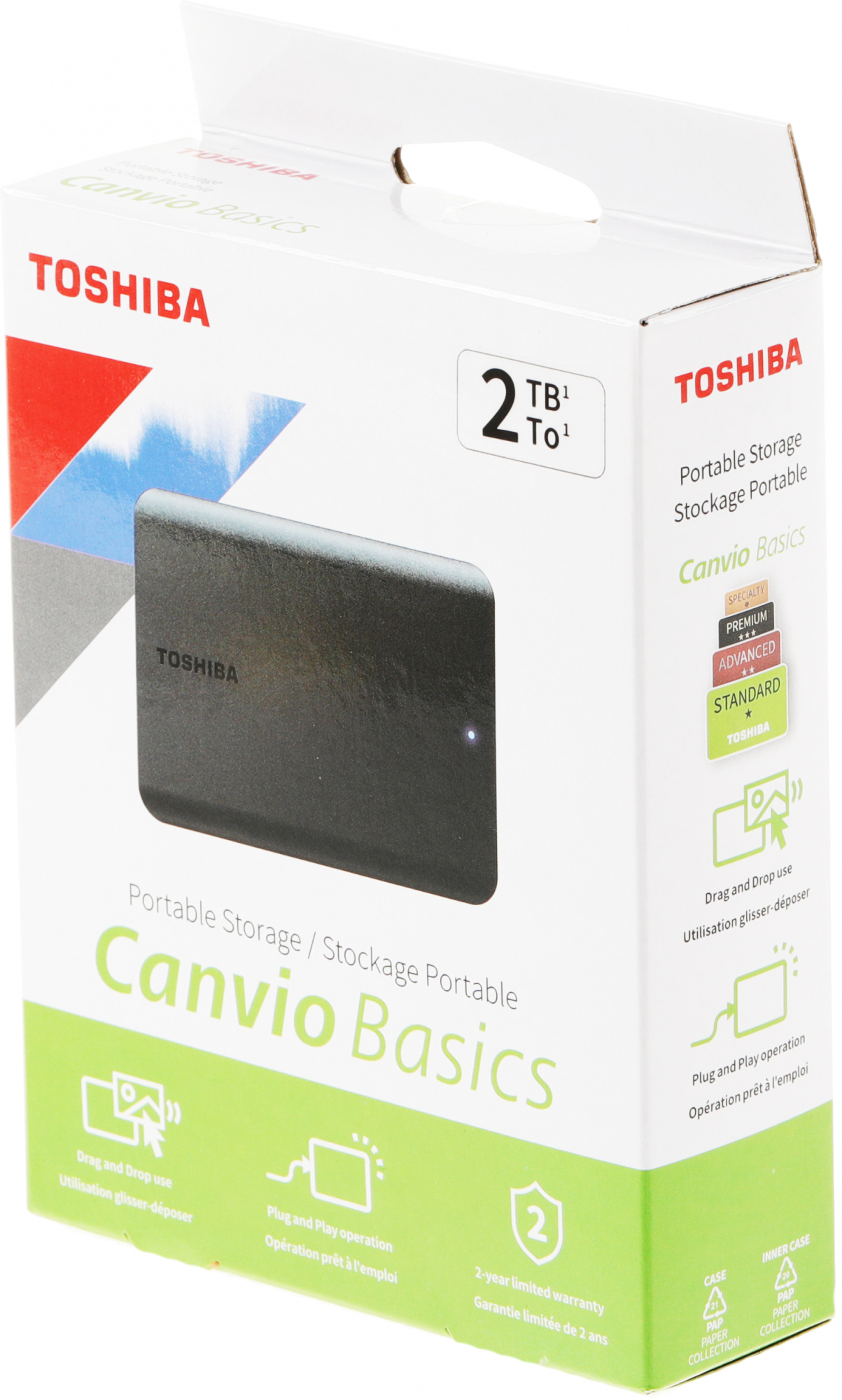 Внешний жесткий диск TOSHIBA Canvio Basics HDTB520EK3AA  2TB 2.5&quot; USB 3.2 Gen 1 black (аналогHDTB420EK3AA)