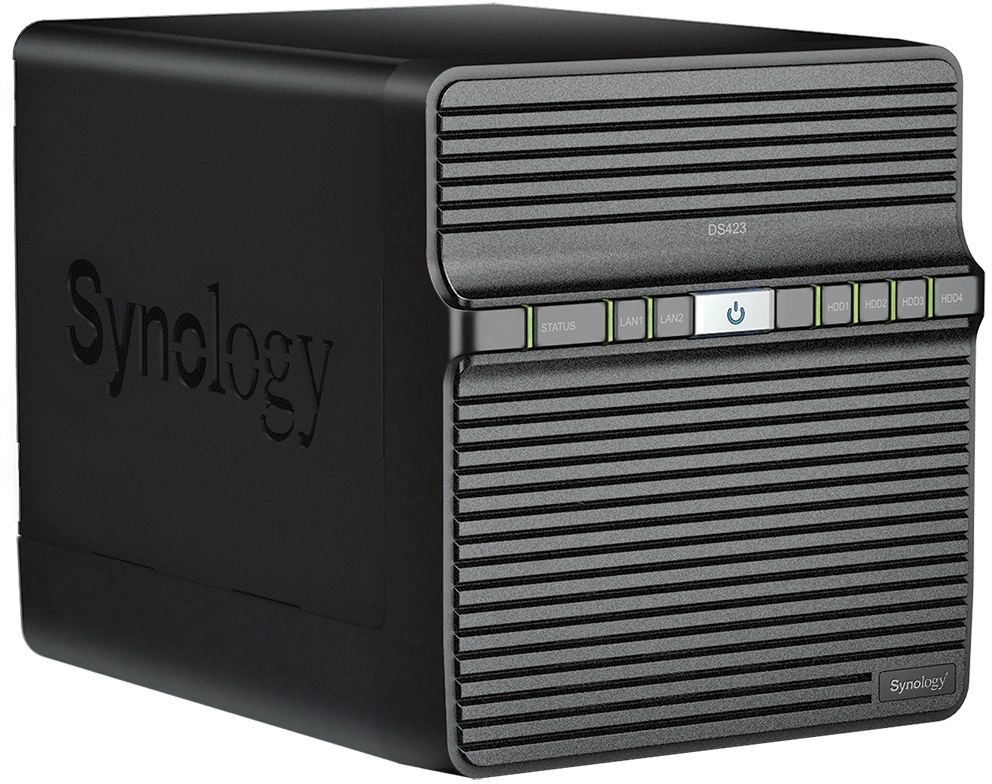 Synology DS423 Сетевое хранилище NAS, слоты 4x2.5&quot;/3.5&quot; SATA3, 2x1 Гбит/с, 2xUSB 3.X, Realtek RTD1619B/4x1.7 ГГц, DDR4 2Gb, 90W