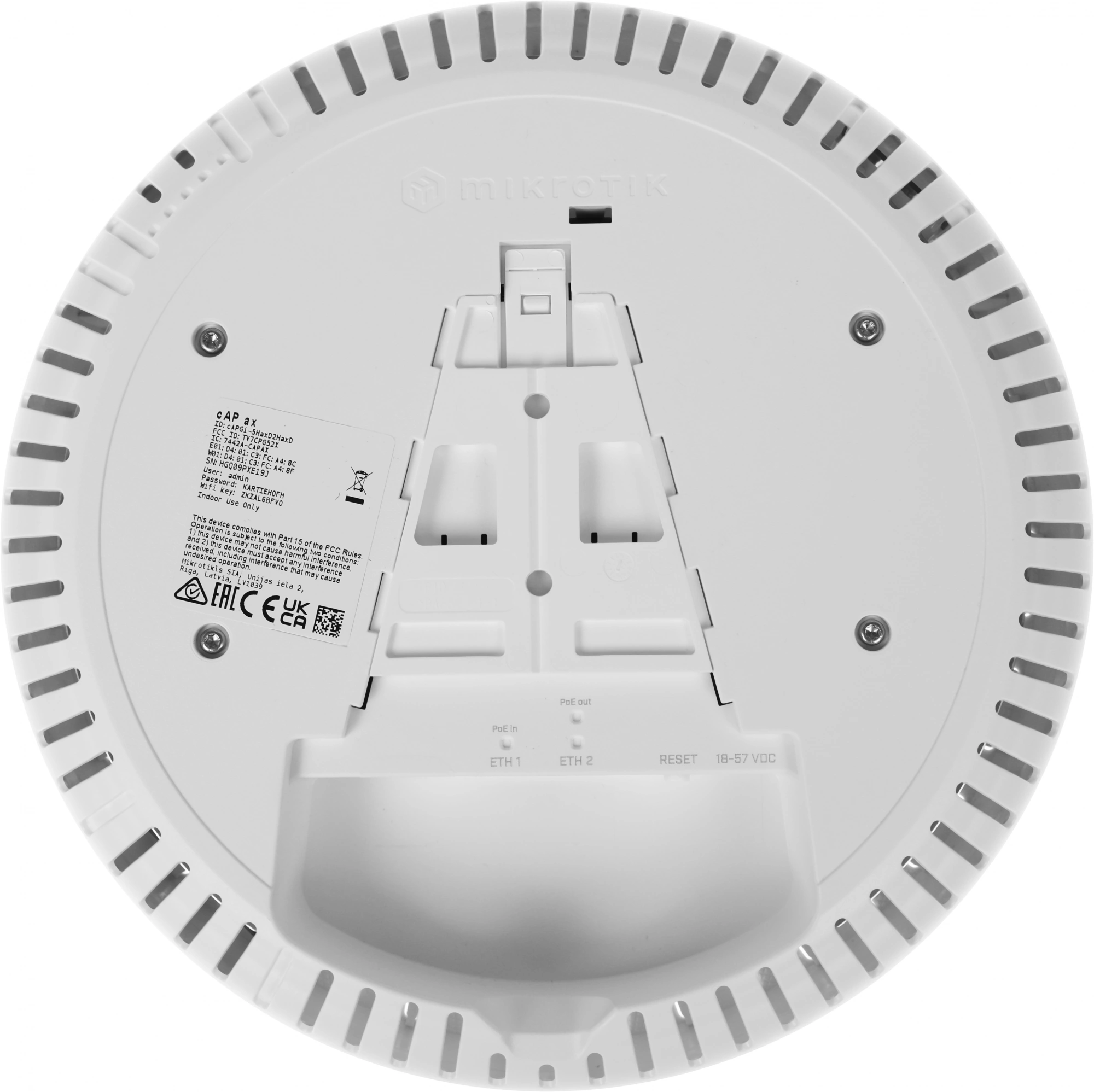 MikroTik cAPGi-5HaxD2HaxD Точка доступа cAP ax Wi-Fi 6, AX1800, 2*RJ45 1Gbit