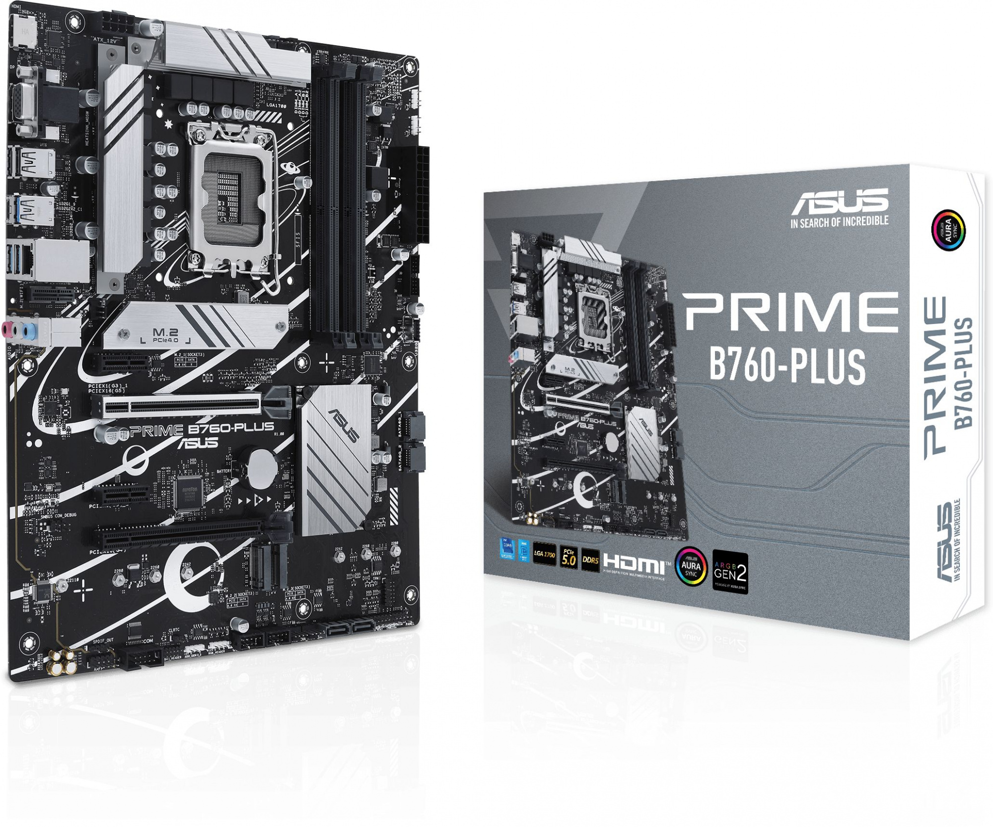 ASUS PRIME B760-PLUS (Socket 1700, ATX, 4xDDR5(192GB), DP/HDMI, 2xPCIe 4.0x16/1xPCIe 4.0, 1xLAN (2.5GbE), 4xSATA 6Gb/s, 2xM.2, 2xUSB 3.2, 4xUSB 2.0, 1xPS/2) 90MB1EF0-M1EAY0