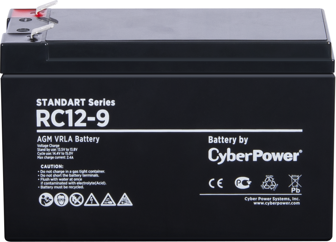 CyberPower Аккумуляторная батарея RC 12-9 12V/9Ah {клемма F2, ДхШхВ 151х65х94мм, высота с клеммами 100, вес 2,5кг, срок службы 6 лет}