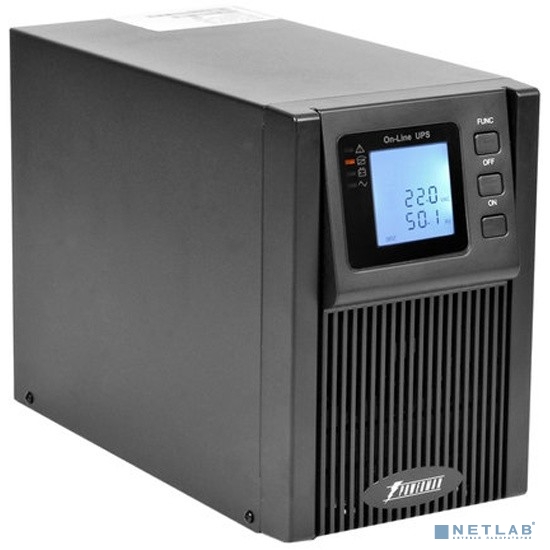 ИБП POWERMAN Online 1000, LCD, двойного преобразования, 1000ВА, 900Вт, 4 штуки IEC320 С13 с резервным питанием, USB, RS232, слот SNMP, разъем EPO, батарея 12В 9Ач 2 шт., 1 кабель для нагрузки C13/C14,