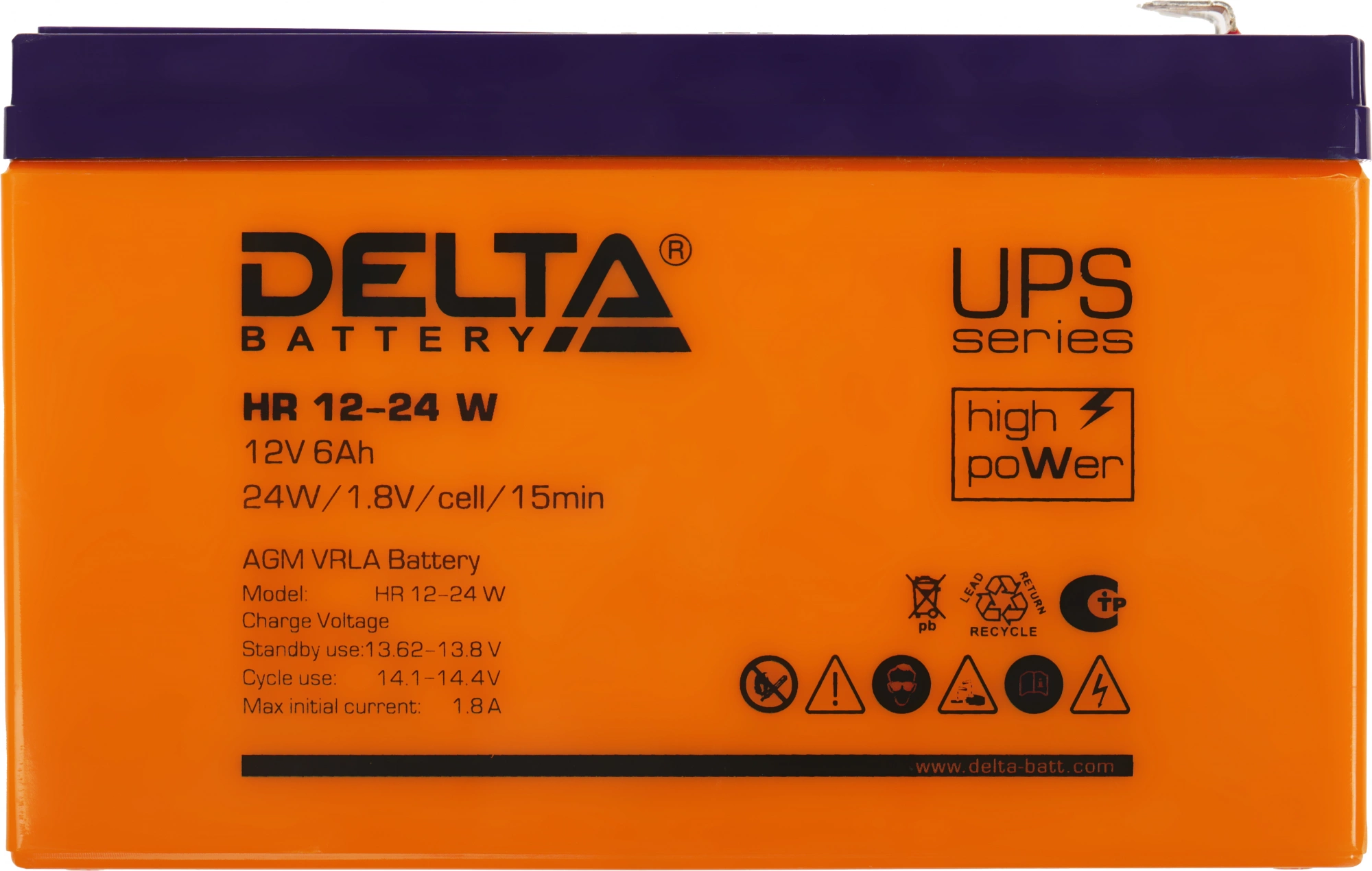 Delta HR 12-24 W (6 А\ч, 12В) свинцово- кислотный  аккумулятор