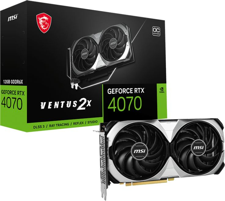 Видеокарта MSI NVIDIA  GeForce RTX 4070 RTX 4070 VENTUS 2X 12G OC 12ГБ Ventus 2X, GDDR6X, OC,  Ret