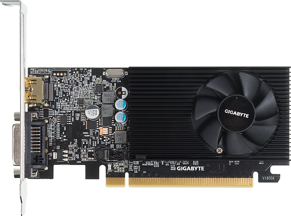 Gigabyte GV-N1030D4-2GL RTL (V1.0) {nVidia GeForce GT 1030 2048Mb 64bit DDR4 1177/2100 DVIx1/HDMIx1/HDCP low profile}