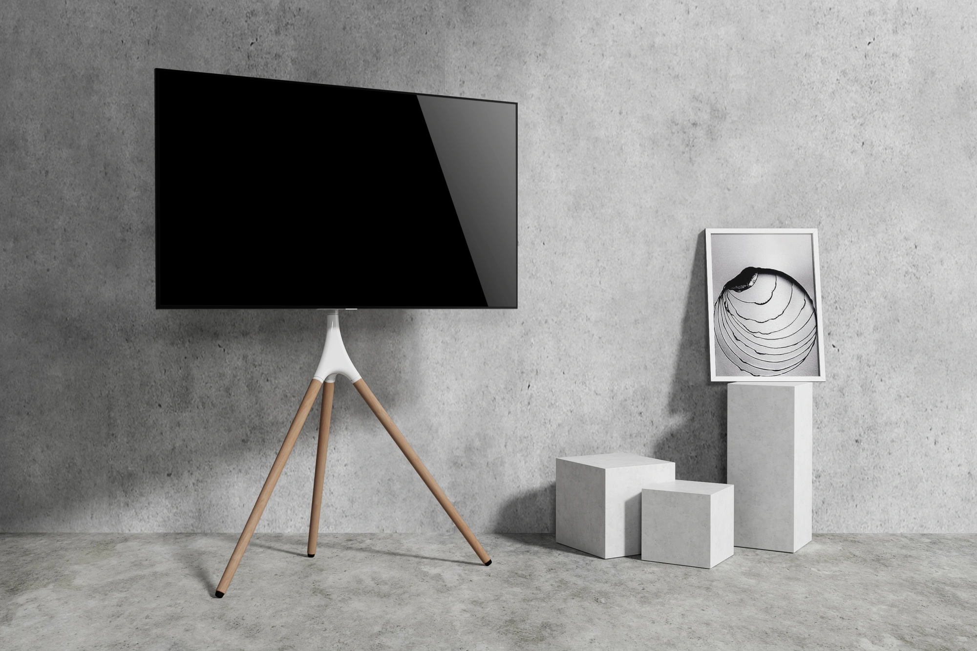 Подставка для телевизора Cactus CS-ST1246WTBCH, 45-65", напольный, белый  / береза