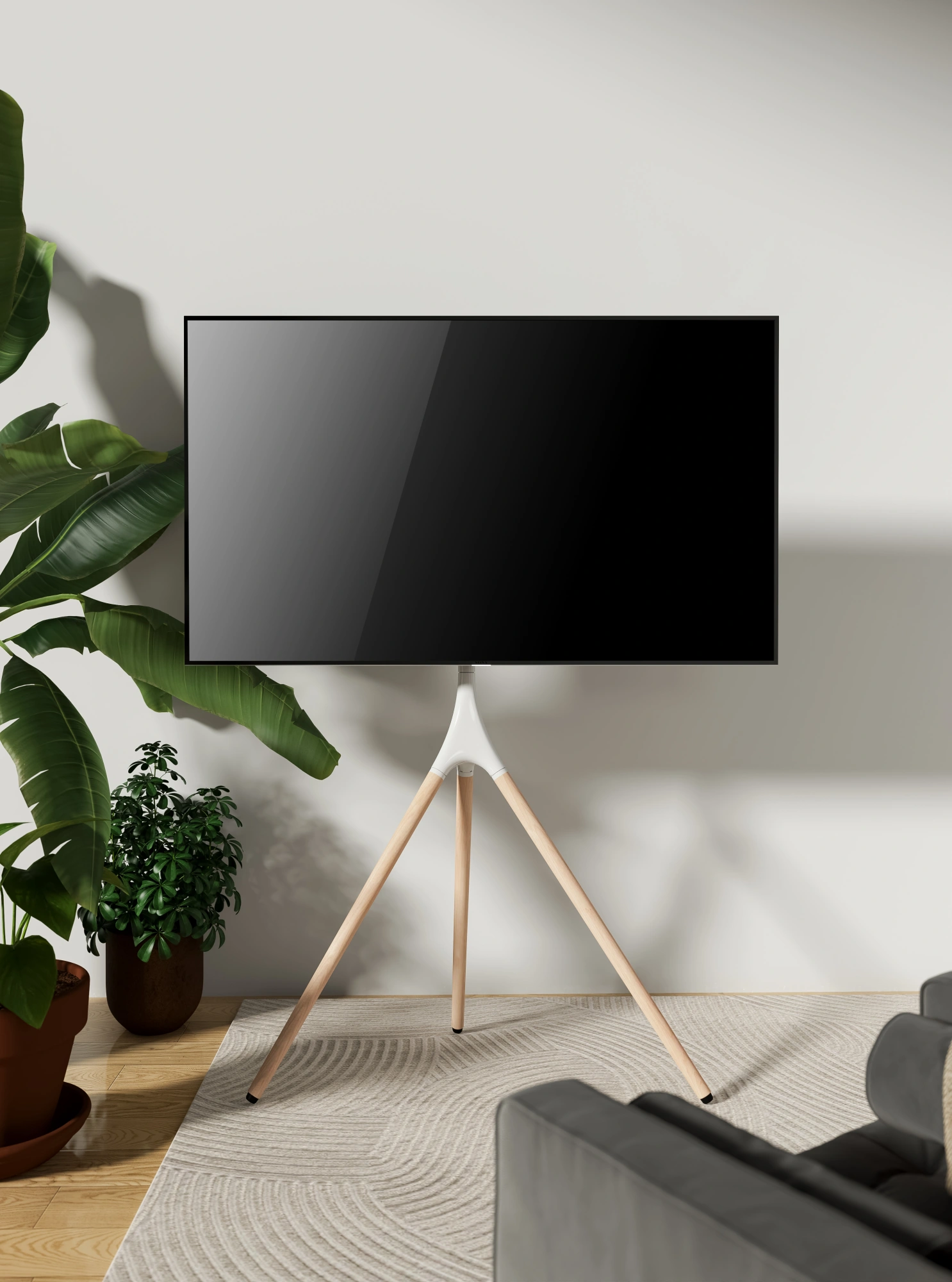 Подставка для телевизора Cactus CS-ST1246WTBCH, 45-65", напольный, белый  / береза