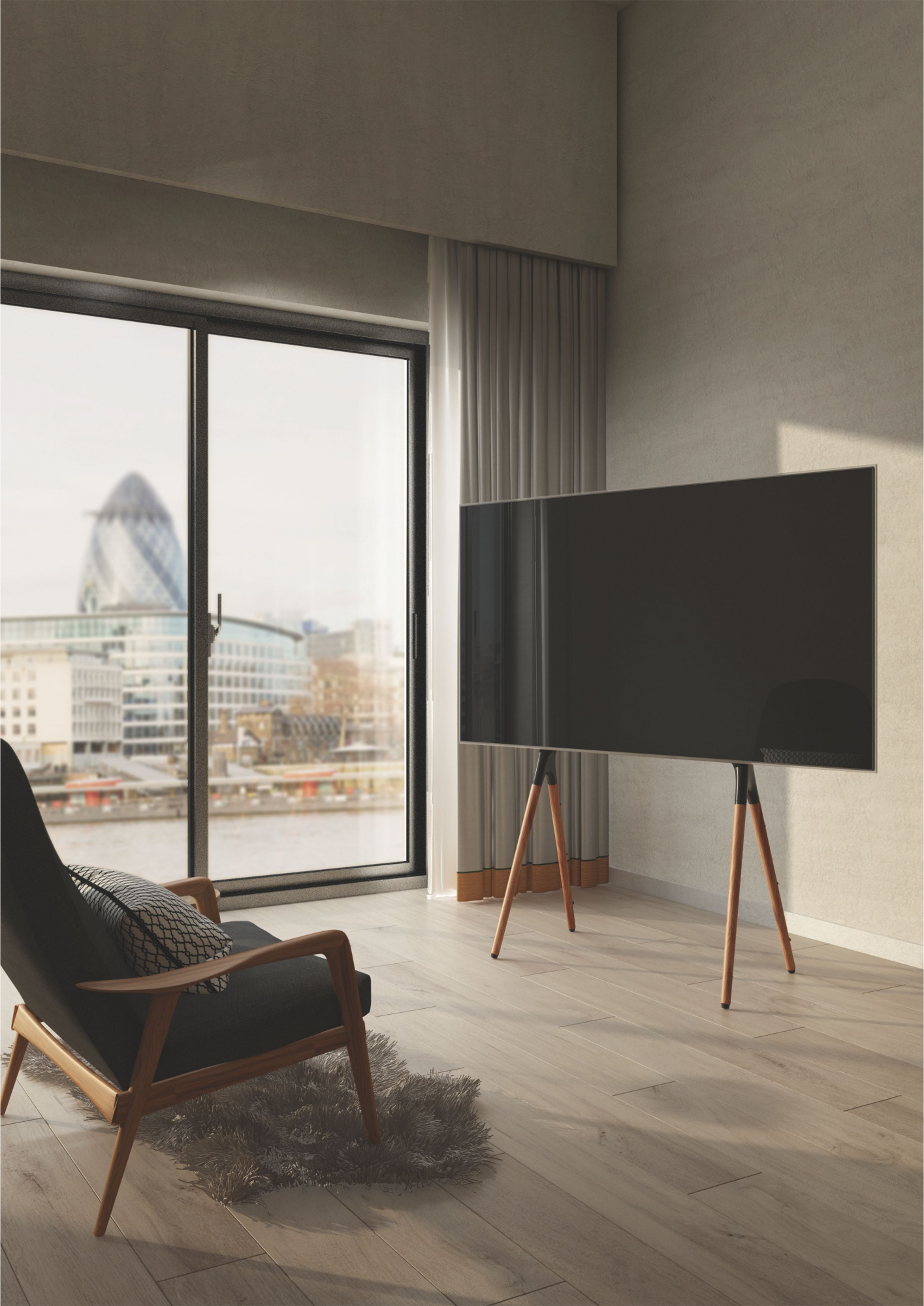 Подставка для телевизора Cactus CS-ST1247BKWN, 49-70", напольный, черный  / орех