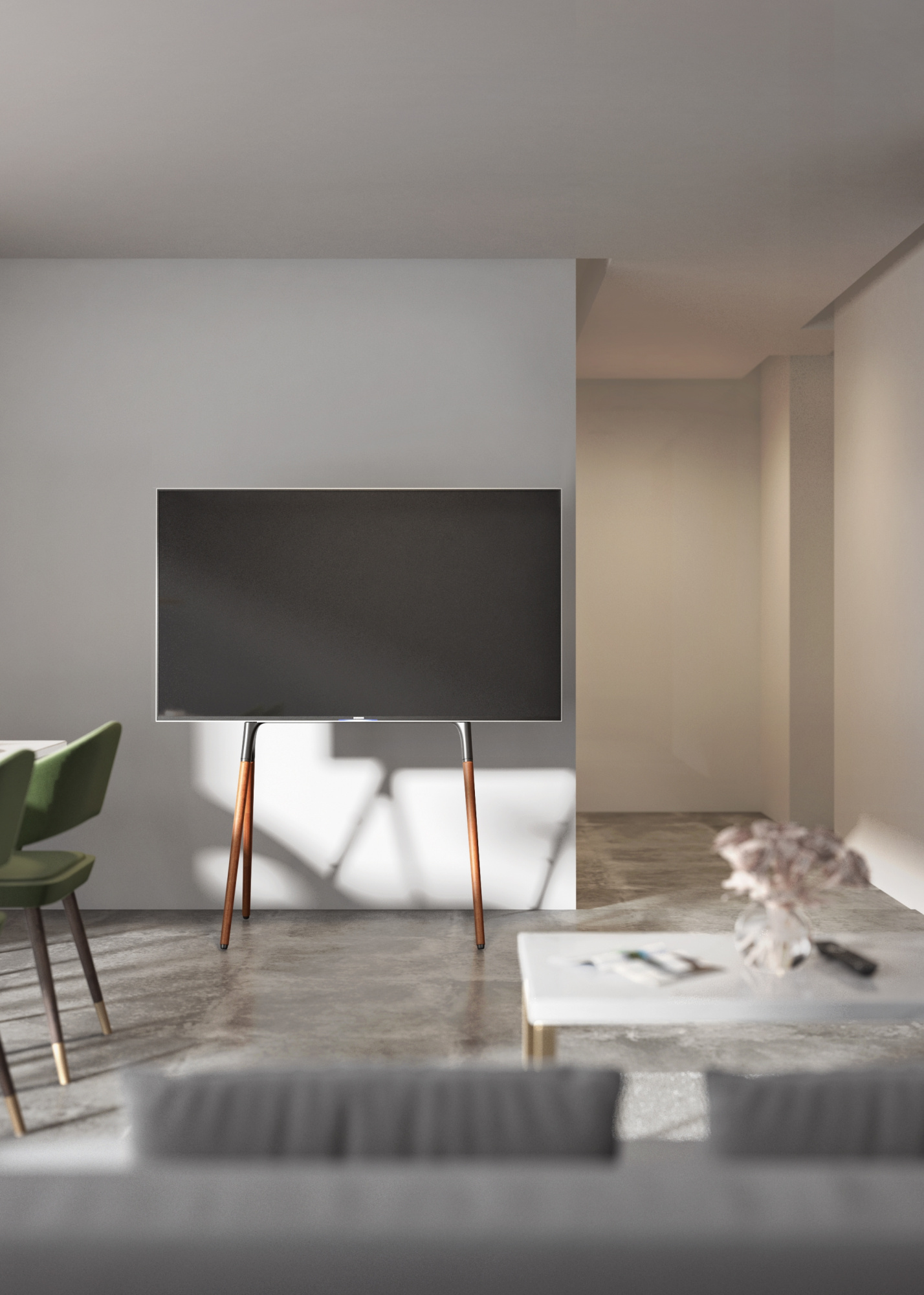 Подставка для телевизора Cactus CS-ST1247BKWN, 49-70", напольный, черный  / орех