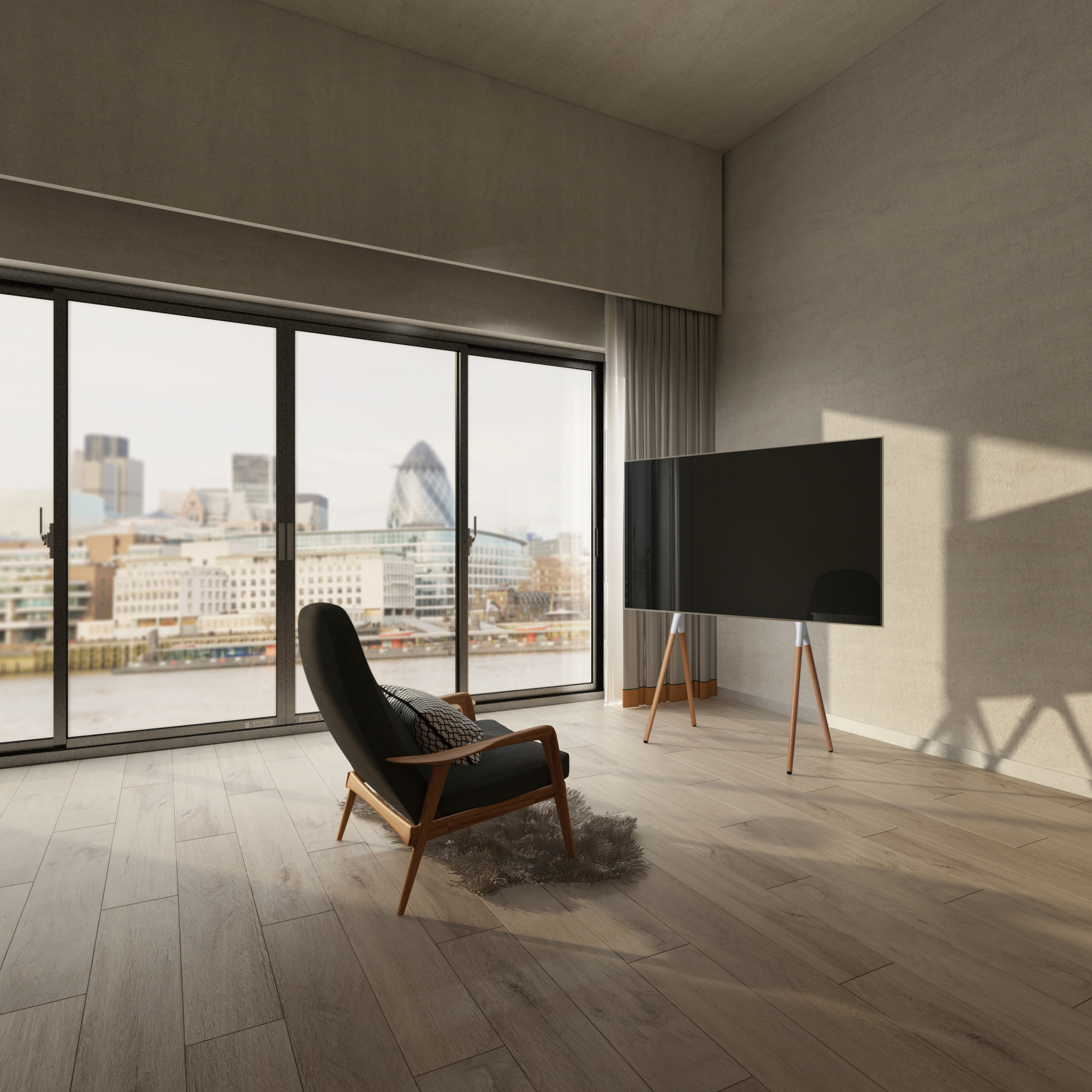 Подставка для телевизора Cactus CS-ST1247WTBCH, 49-70", напольный, белый  / береза