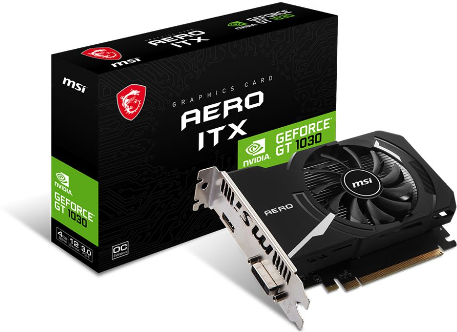 MSI PCI-E nVidia GeForce GT1030 4Gb (GT 1030 AERO ITX 4GD4 OC)