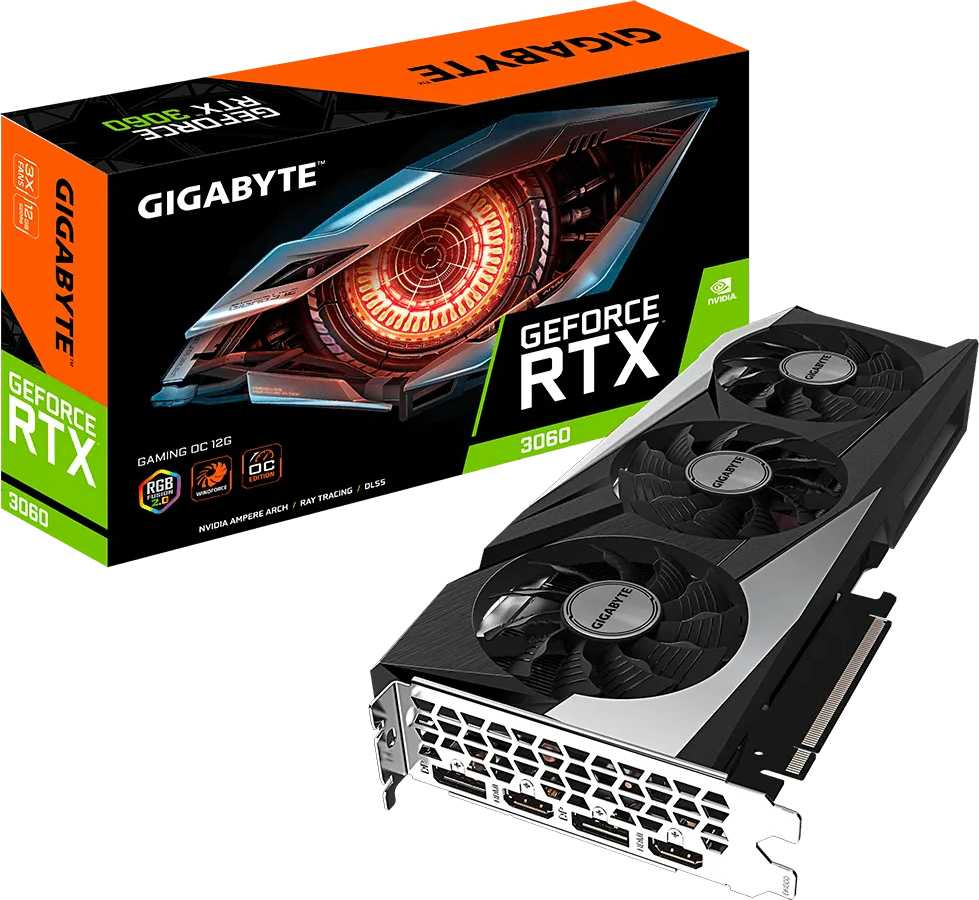 *** см 1825512  Gigabyte GV-N3060GAMING OC-12GD 2.0 LHR {NVIDIA GeForce RTX 3060 12288Mb 192 GDDR6 1837/15000/HDMIx2/DPx2/HDCP} Ret