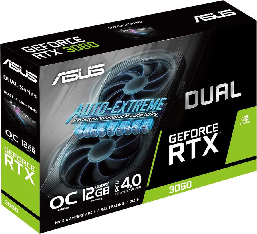 Видеокарта ASUS GeForce RTX 3060 Dual OC Edition 12GB GDDR6 192bit 3*DP/HDMI  (DUAL-RTX3060-O12G-V2) RTL