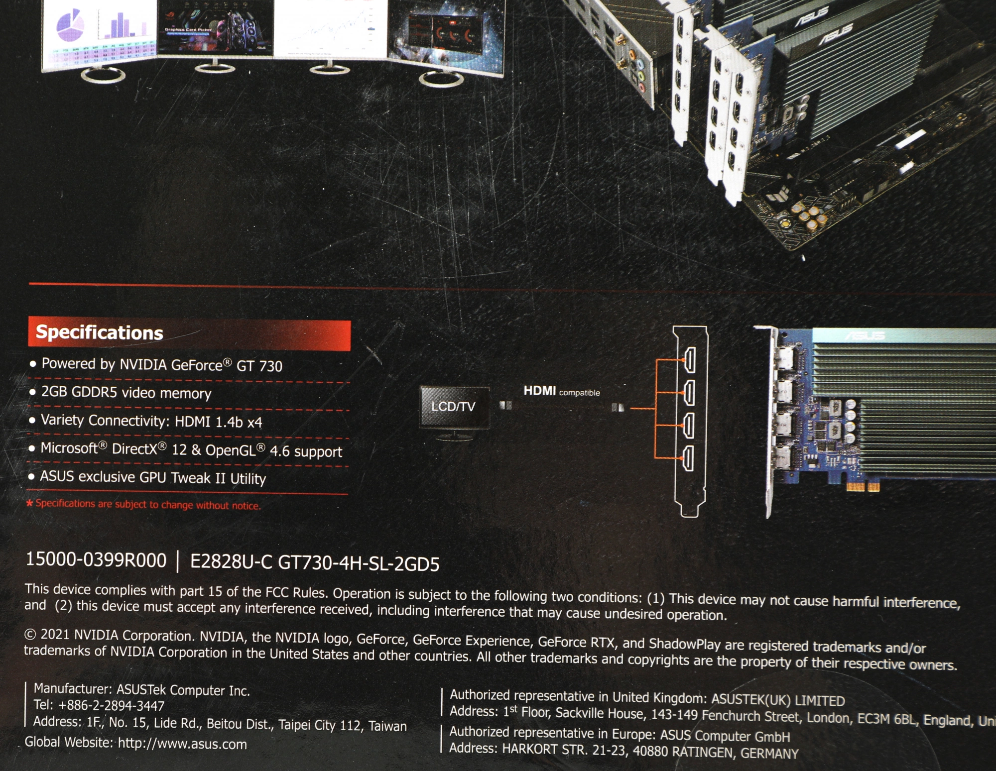 Видеокарта ASUS GeForce GT730 2GB GDDR5 64Bit 4*HDMI (GT730-4H-SL-2GD5) RTL