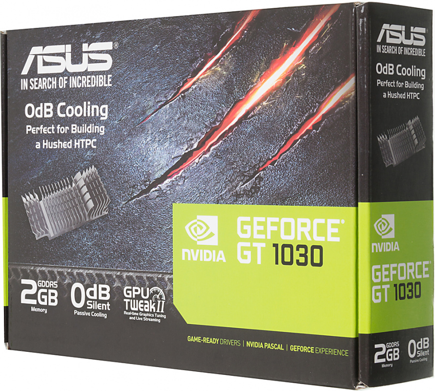 Видеокарта ASUS GeForce GT1030 Silent LP 2GB GDDR5 64Bit DVI/HDMI (GT1030-SL-2G-BRK) RTL