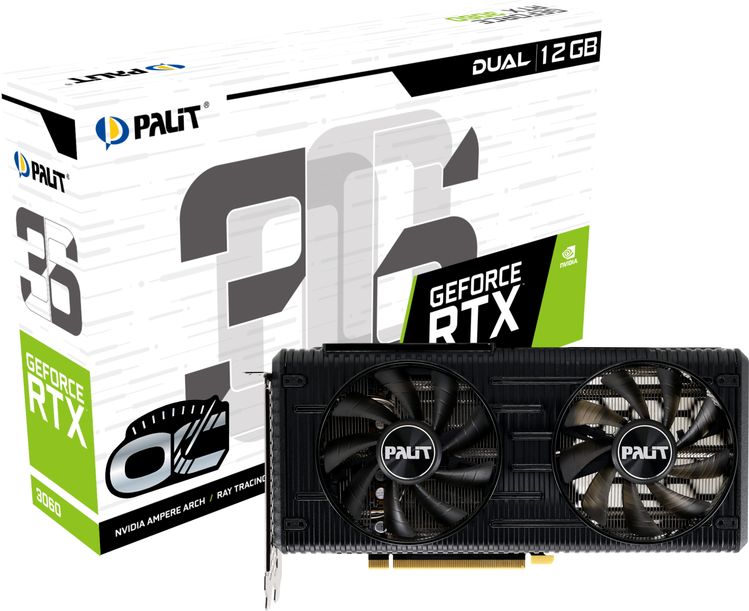 PALIT  RTX3060 DUAL OC 12G NV RTX3060 12288Mb 192 GDDR6 1320/15000/HDMIx1/DPx3/H [NE63060T19K9-190AD] RTL