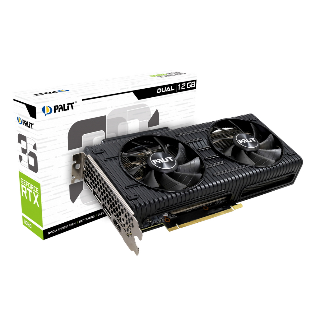 PALIT RTX3060 DUAL 12G NV RTX3060 12288Mb 192 GDDR6 1320/15000/HDMIx1/DPx3/H [NE63060019K9-190AD] RTL