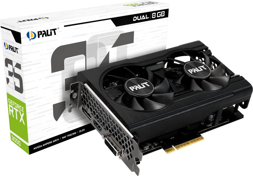 Видеокарта PALIT RTX3050 DUAL 8G (NE63050018P1-1070D) RTL