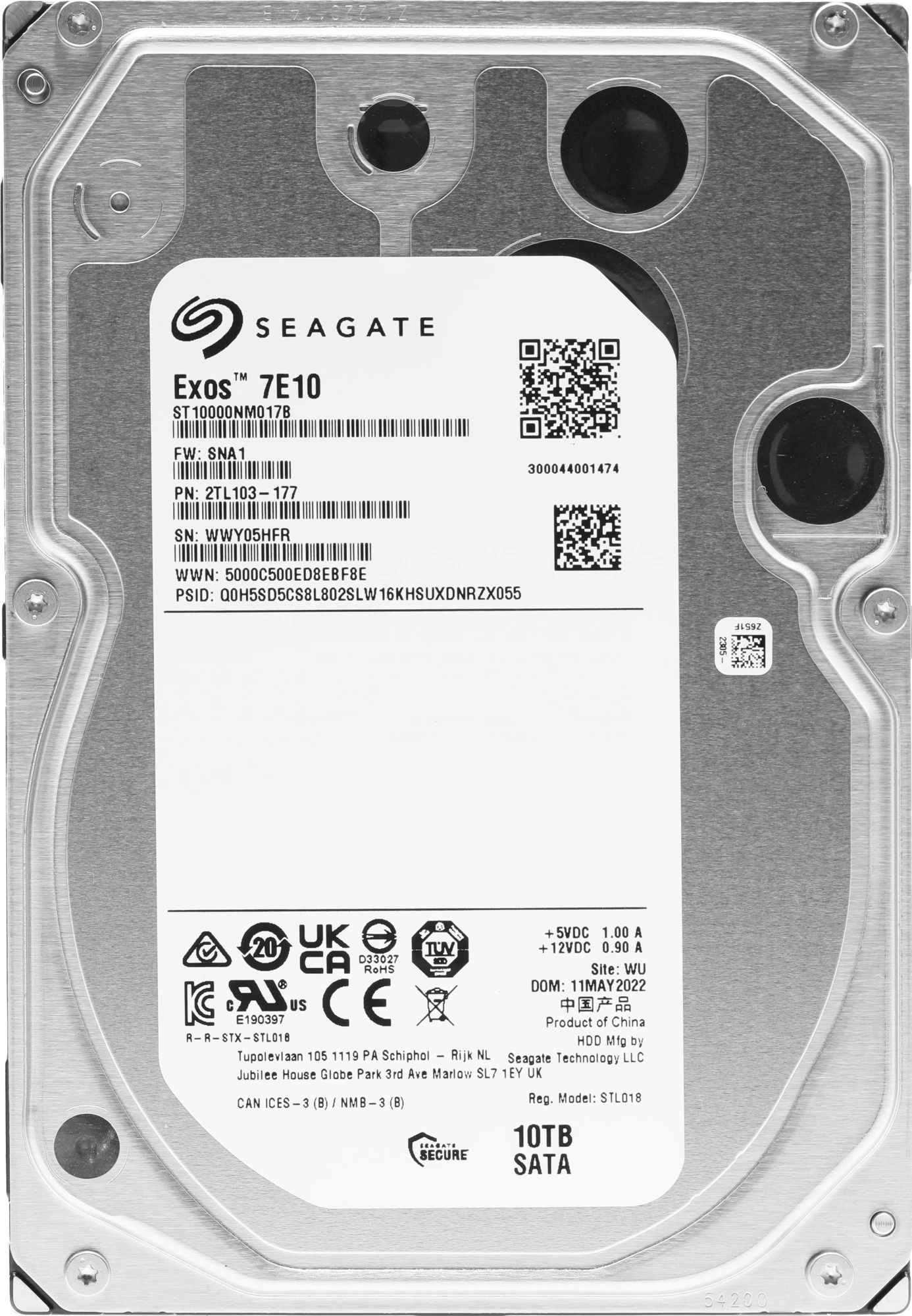 10TB Seagate Exos 7E10 (ST10000NM017B) {SATA 6Gb/s, 7200 rpm, 256mb buffer, 3.5", RAID Edition}
