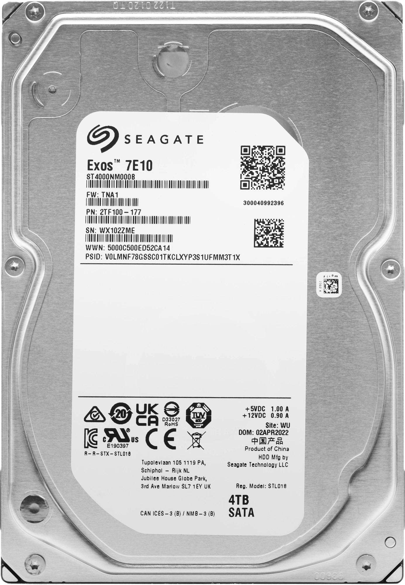 4TB Seagate Exos 7E10 (ST4000NM000B) {SATA 6Gb/s, 7200 rpm, 256mb buffer, 3.5"}