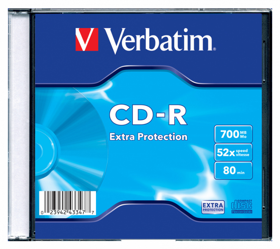 Verbatim Диски CD-R 700Mb 80 min 48-х/52-х (Slim case)[43347]