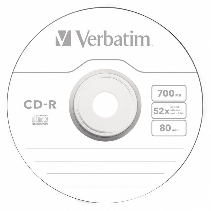 Verbatim  Диски CD-R  100 шт. 48/52-x 700Mb, Cake Box ( 43411)