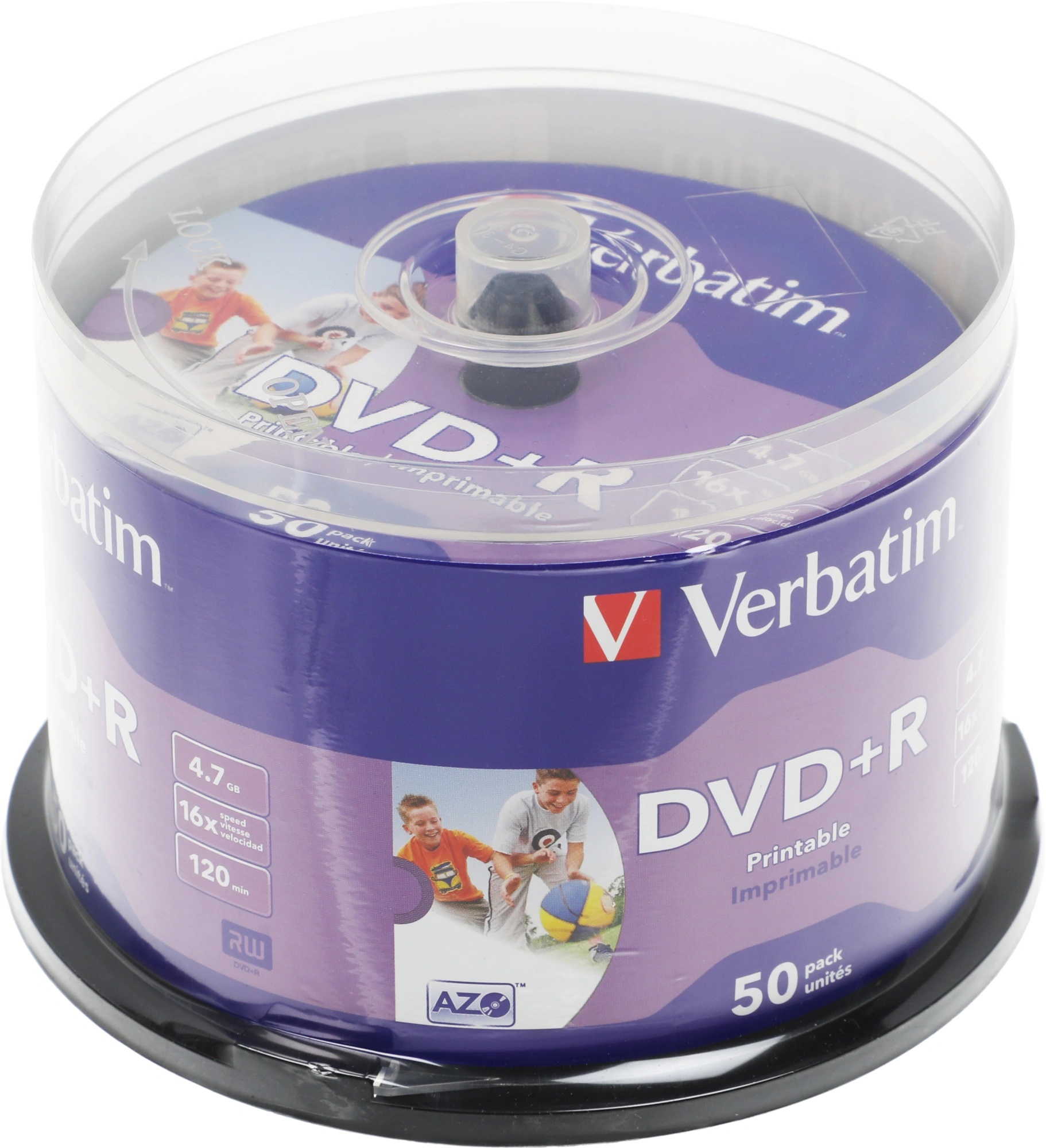 Verbatim  Диски DVD+R  4.7Gb 16-х, Wide Photo InkJet Printable,  50 шт, Cake Box (43512 )