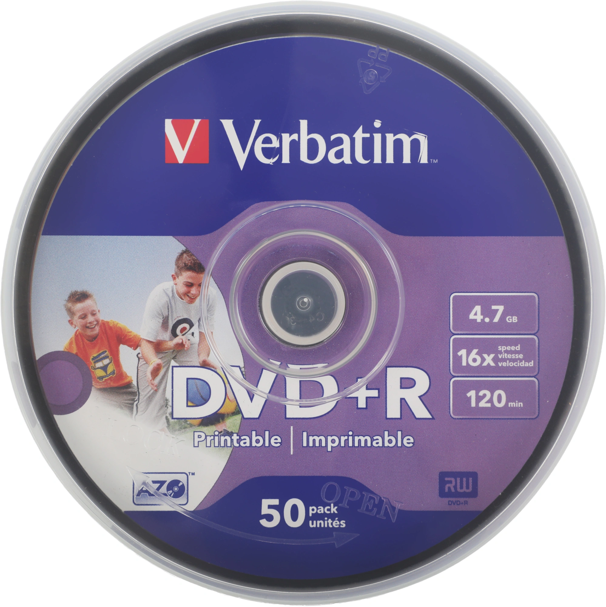 Verbatim  Диски DVD+R  4.7Gb 16-х, Wide Photo InkJet Printable,  50 шт, Cake Box (43512 )
