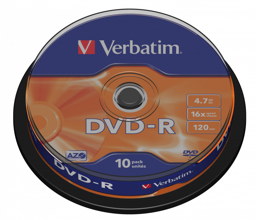 Verbatim  Диски DVD-R  4.7Gb 16х, 10 шт, Cake Box (43523)